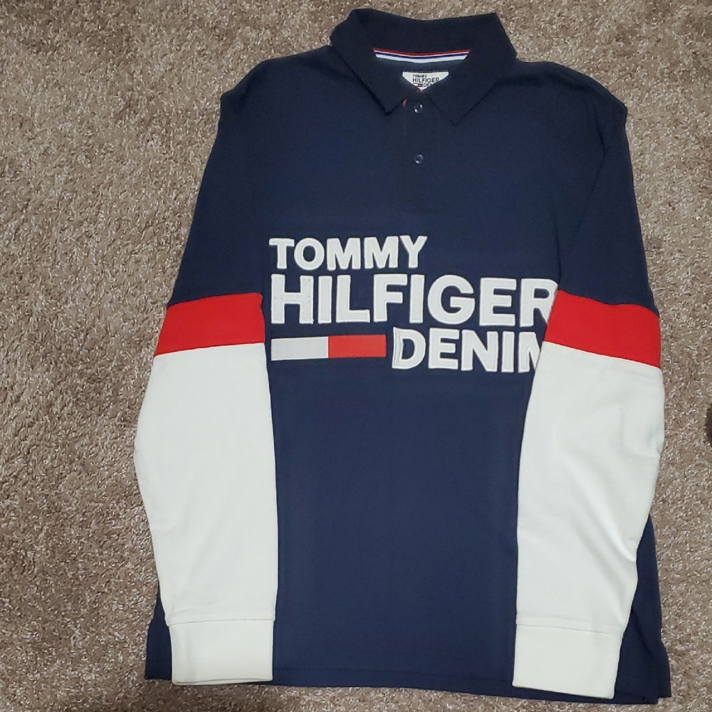 Tommy Hilfiger Navy, Red, and White Polo